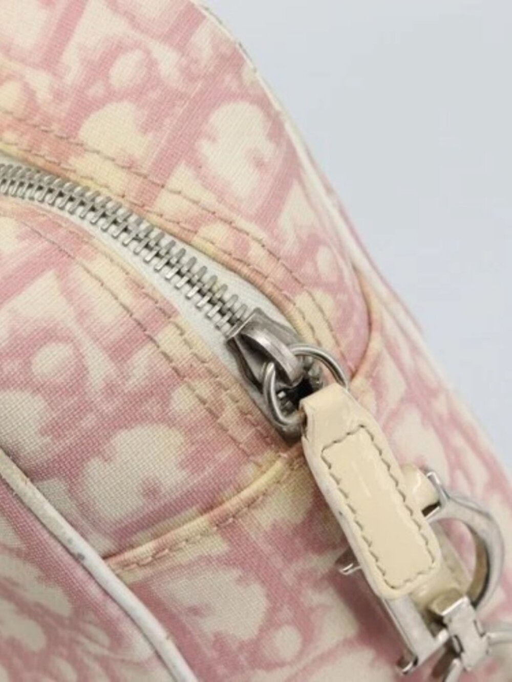 Christian Dior Trotter Canvas Shoulder Bag PVC Pink Silver Auth BA13409 - Picture 9 of 16
